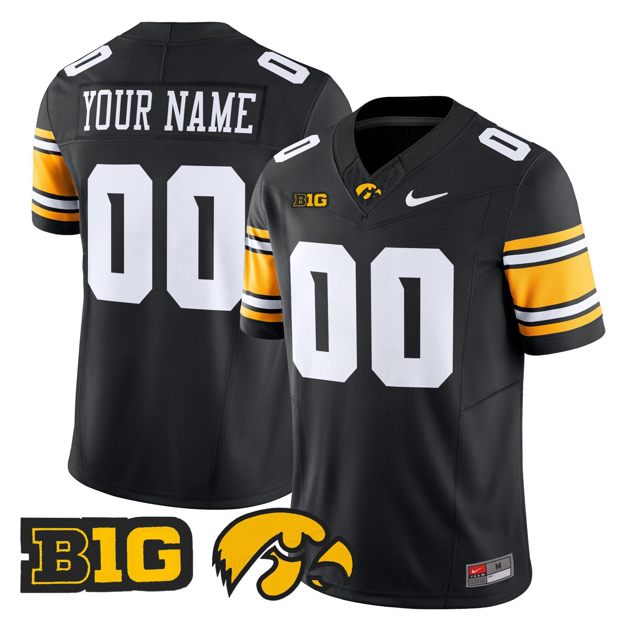 Men Iowa Hawkeyes Black Nike 2024 Vapor Limited Custom NCAA Jersey style 1->more ncaa teams->NCAA Jersey